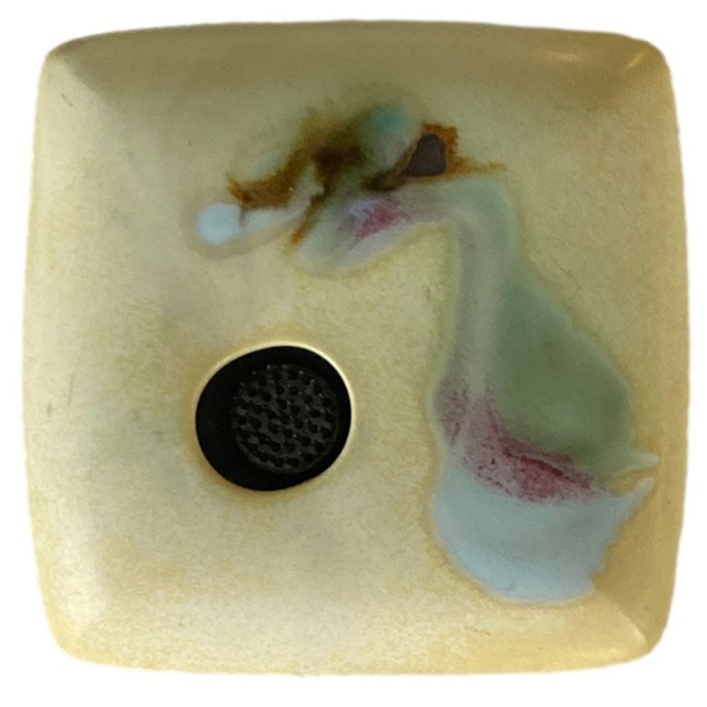 VINTAGE Ceramic Georgetown 12 Ikebana Floral Holder with Frog Signed Yellow OS